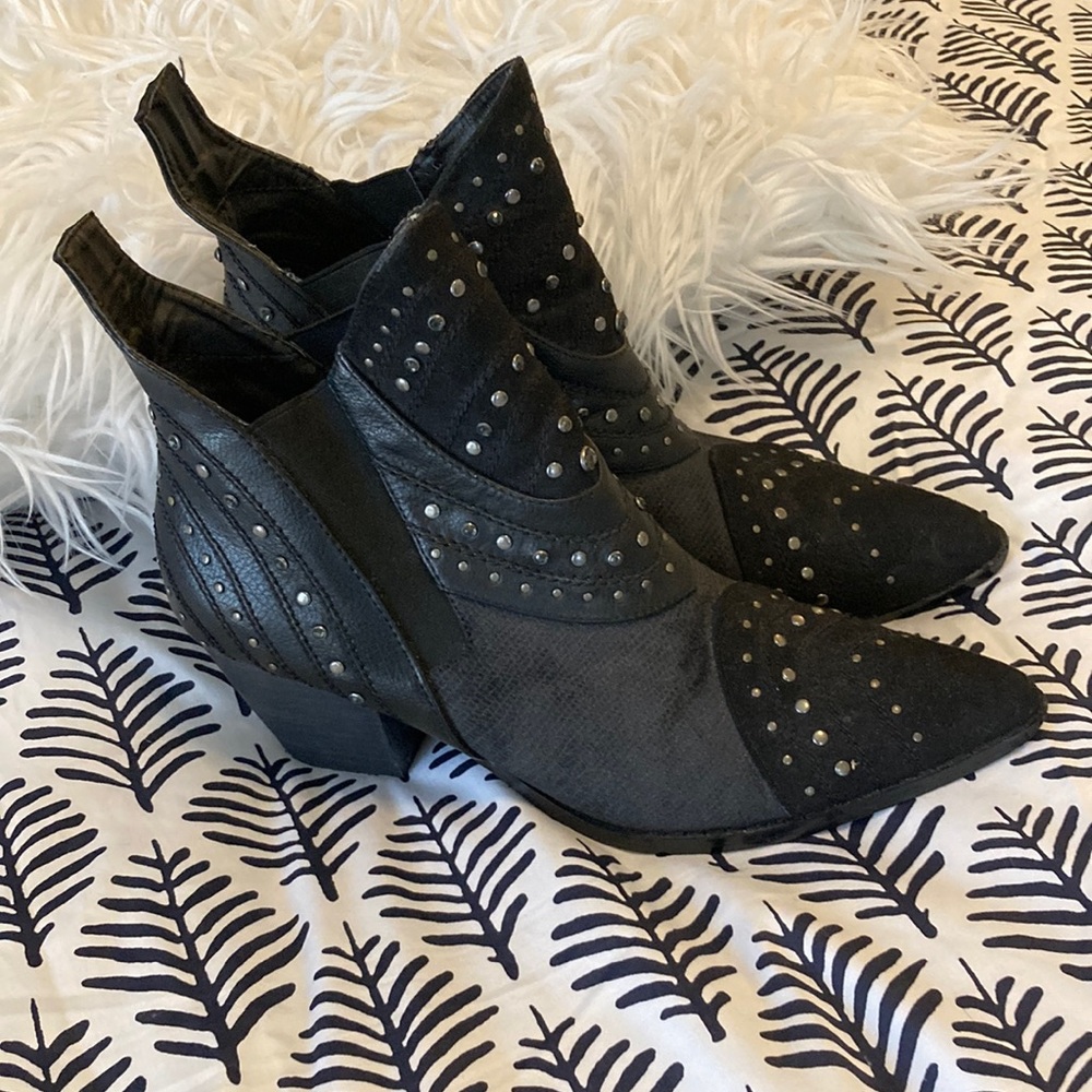Coconuts Black Studded Ankle Boots